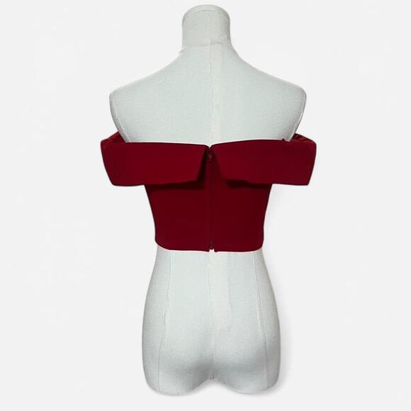 VTG Y2K La Femme Chic Red Off the Shoulder Crop Top w Padding & Boning 0/XS - Picture 5 of 8